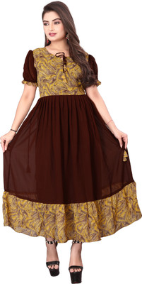 SILAAY Flared/A-line Gown(Brown)