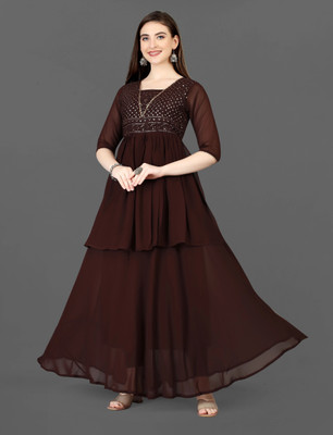 Siyu Creation Flared/A-line Gown(Brown)