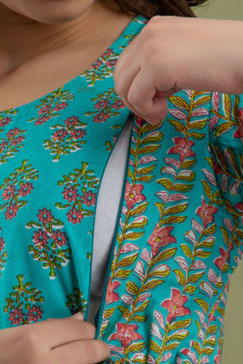 Murli Kurti Flared/A-line Gown(Green)
