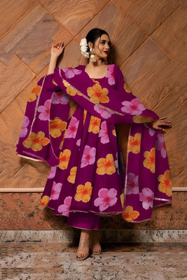 Archi Enterprise Flared/A-line Gown(Purple, Multicolor)