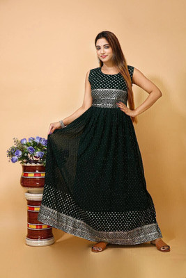 V Creation Anarkali Gown(Green)