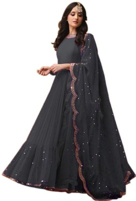 FASHION BASKET Anarkali Gown(Grey)