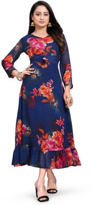 SAI FASHION HUB Flared/A-line Gown(Blue)