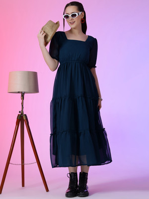 Femvy Flared/A-line Gown(Blue)