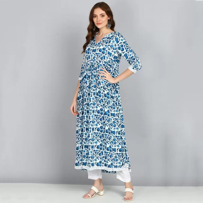 Kt Textile Anarkali Gown(Blue)