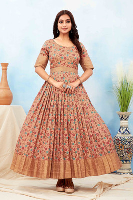Odd by chansi Trendz Flared/A-line Gown(Brown)