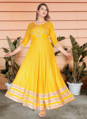 VENUSY Anarkali Gown(Yellow)