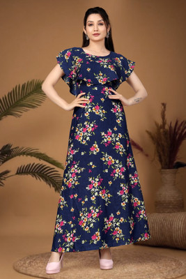 LN FASHION Anarkali Gown(Dark Green)