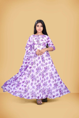 AKFASHlON Anarkali Gown(Purple)