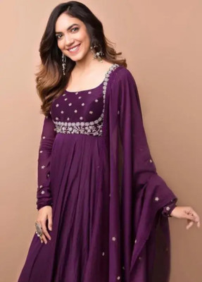 rRudraksh Creation Anarkali Gown(Purple)