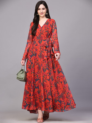 BLACK SCISSOR Flared/A-line Gown(Multicolor)