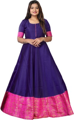 NoorFashion Anarkali Gown(Purple, Pink)