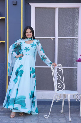 ESHANAY ENTERPRISE Anarkali Gown(Blue)
