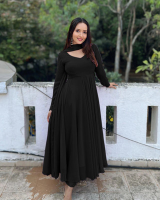 DJCM FASHION HUB Anarkali Gown(Black)