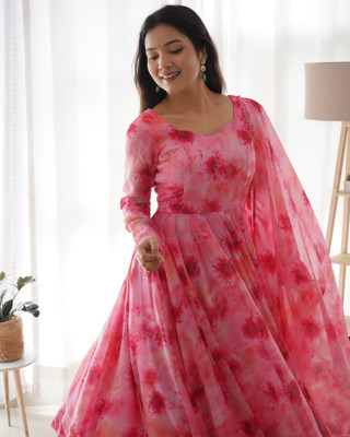 JAKHIFASHION Anarkali Gown(Pink)