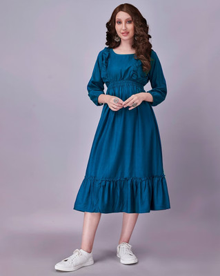 Femvy Flared/A-line Gown(Dark Blue)