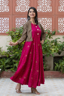 jaipurite Anarkali Gown(Pink)