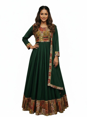Sylora Anarkali Gown(Dark Green)