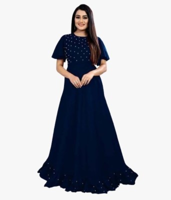 MAHADEV ENTERPRISE Flared/A-line Gown(Blue)