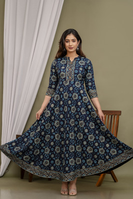 jayleen Flared/A-line Gown(Dark Blue, Beige, Light Blue)