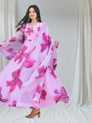 aasha Fashion Anarkali Gown(Pink)