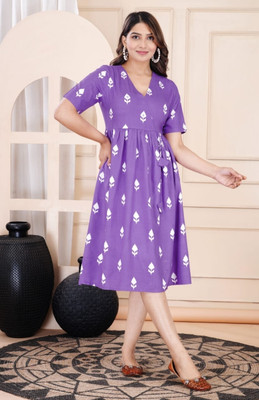 Priyanshi Fashions Flared/A-line Gown(Purple)