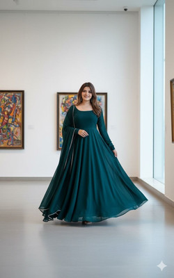 RaxuEnterprise Anarkali Gown(Light Blue)