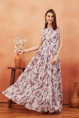 Odd by chansi Trendz Flared/A-line Gown(Purple)