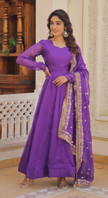 Wedani Lifestyle Anarkali Gown(Purple)