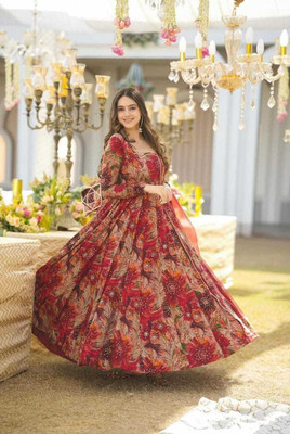 PuriMaa Anarkali Gown(Red)