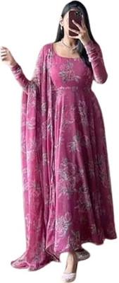 TheShivCreation Flared/A-line Gown(Pink)