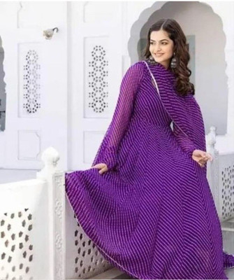 Vanray Fashion Anarkali Gown(Purple)