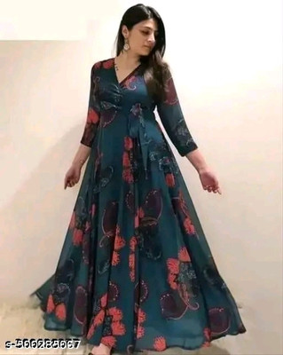A TO Z FASHION Flared/A-line Gown(Green)