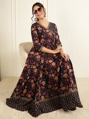 Gulmohar Jaipur Anarkali Gown(Multicolor)