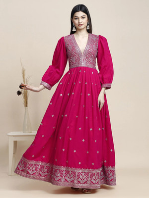 Madhuram Textiles Anarkali Gown(Red)