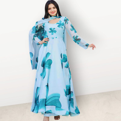 HELWIN DESIGNER Anarkali Gown(Light Blue)