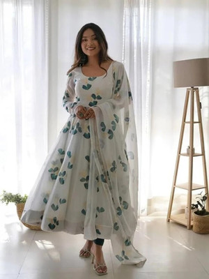 A TO Z FASHION Anarkali Gown(White)