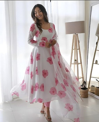 TheShivCreation Flared/A-line Gown(White)