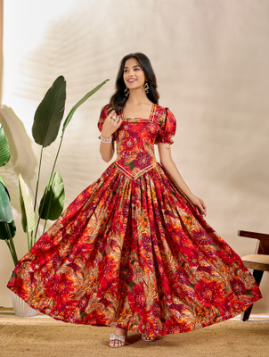 Fancy Flair Anarkali Gown(Multicolor)