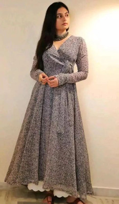 Fashion2wear Anarkali Gown(Grey)