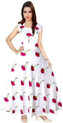 Disha Gallery LIVE Flared/A-line Gown(White)