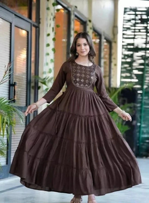 CHARVI CREATION Flared/A-line Gown(Brown)