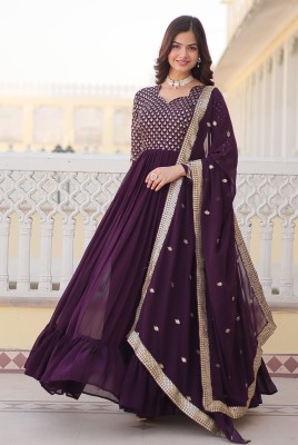 Wedani Lifestyle Flared/A-line Gown(Purple)