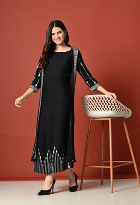 Khavas creations Flared/A-line Gown(Black)