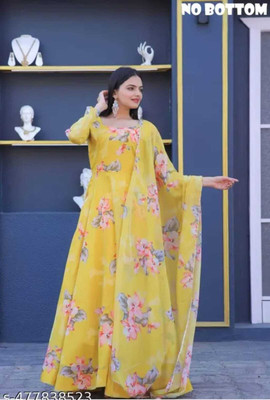 HIYANSHI FASHION Anarkali Gown(Yellow)