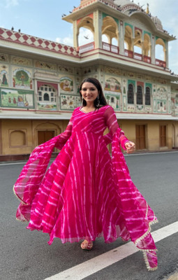 DRJENTERPRISE Anarkali Gown(Pink)
