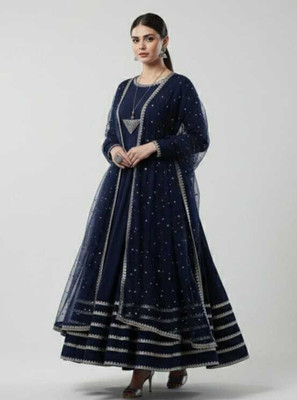 MultiCollection Anarkali Gown(Blue, Silver)