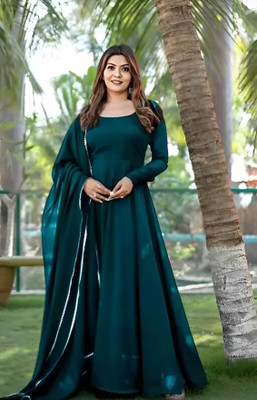Trendytydes Anarkali Gown(Dark Green)