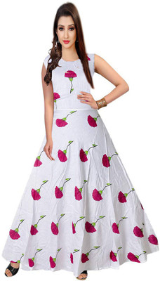 Kuber Fashion Flared/A-line Gown(White)
