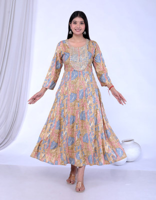 KESHAV FAB Anarkali Gown(Brown)